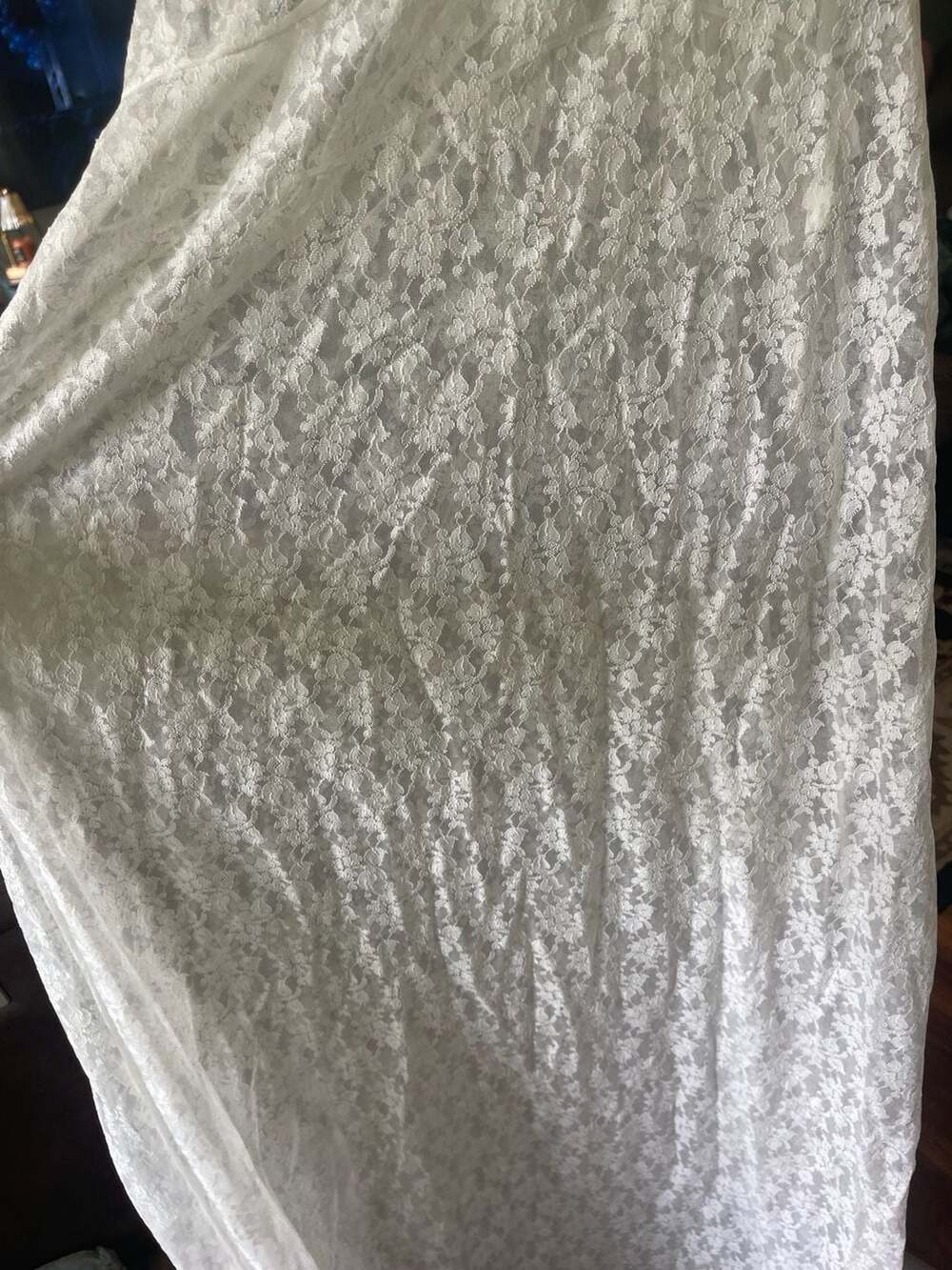 Vintage floral Lace Slip Dress White M Coquette Fairycore Sheer Maxi - Picture 9 of 12
